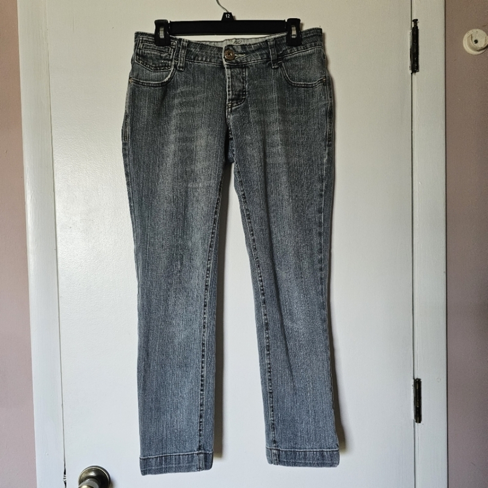 Y2k Young connection gray tone mid to low rise slim jeans Size 30"